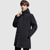 俞兆林羽绒服男纯色宽松连帽潮流休闲男青年羽绒外套2019冬YMYR199272黑色3XL