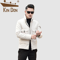 金盾（KIN DON）羽绒服 男2019冬季新款休闲百搭韩版潮流工装加厚立领外套 QT2009-Y080 米白色 L