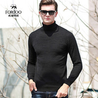 虎都 羊绒衫男士高领毛衣秋冬新款针织纯色山羊绒潮范有型简约百搭休闲打底衫 BZHD9620 黑色 175/L
