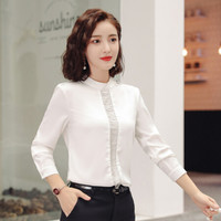 MAX WAY 女装2019新款秋季衬衫女工作服正装职业修身衬衣女装OL NYml155 白色衬衫 XL