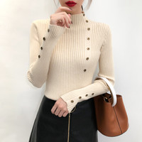 BANDALY 针织衫女2019秋冬季女装新款半高领毛衣女加厚长袖内搭修身打底衫 zx1558-1104 杏色 M