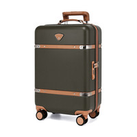 JUMP今浦 复古拉杆箱商务旅游出差登机行李箱万向轮男女通用 20英寸 橄榄色 8300R