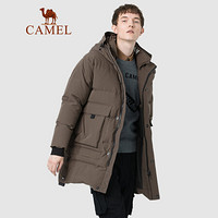 骆驼（CAMEL）男装 2019冬季新款工装羽绒服男韩版潮流中长款连帽白鸭绒外套 D9Y416320 咖啡XL