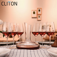 CLITON红酒杯套装 意大利进口葡萄酒杯水晶玻璃杯 6支高脚杯+1个醒酒器酒具礼盒装CL-TZ05