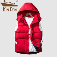 金盾（KIN DON）马甲 男2019冬季新款百搭韩版潮流连帽撞色保暖情侣同款外套 A076-1- M8858 红色 女M