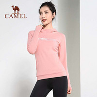 骆驼 CAMEL Y9W1T6601 骆驼女士运动服  秋冬长袖连帽上衣瑜伽健身吸汗修身休闲卫衣 粉色 S