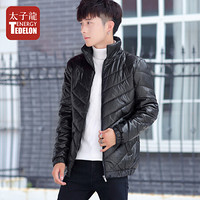 太子龙 TEDELON 棉衣男 2019冬季新品立领棉服外套男装士休闲保暖短款纯色加厚棉袄 HC-HCM6818 黑色 5XL