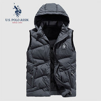 U.S. POLO ASSN. 马甲男 2019秋季新品男士韩版坎肩背心立领可卸连帽马夹外套男装上衣 6194116113 灰色 L