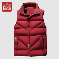 太子龙 TEDELON 马甲男 2019秋冬季新款厚款立领修身保暖坎肩无袖时尚休闲马夹上衣SS-1888 红色 XL