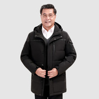 俞兆林羽绒服男加厚宽松连帽中老年男装面包服爸爸装外套2019冬YMYR199140黑色3XL