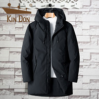 金盾（KIN DON）羽绒服 男2019冬季新款中长款大码胖子外套加肥加大保暖羽绒外套 QT5023A-MY165 黑色 3XL