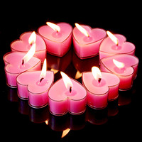 FOOJO 心形蜡烛浪漫求婚蜡烛生日蜡烛结婚纪念日装饰氛围蜡烛 粉色10只装送花瓣