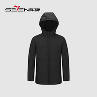 柒牌 SEVEN 羽绒服2019秋冬新品商务休闲外套男士加绒保暖连帽上衣男 117E70010 黑色175