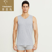 纤丝鸟TINSINO男士背心春夏圆领竹棉亲肤透气休闲运动潮男背心打底衫单条装 麻灰色 XL(180/105)