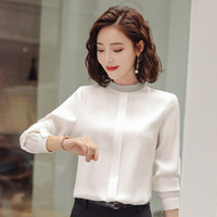 MAX WAY 女装2019新款秋季衬衫女工作服正装职业修身衬衣女装OL NYml156 白色衬衫 3XL