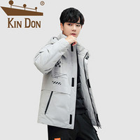 金盾（KIN DON）羽绒服 男2019冬季新款休闲百搭韩版潮流连帽加厚保暖外套 QT708-T11 灰色 XL