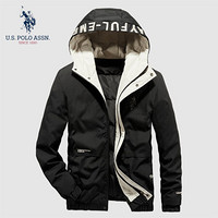 U.S. POLO ASSN.羽绒服男2019秋冬新品中款男装羽绒服男士加厚修身款韩版青年外套男 6194117010 黑色 2XL