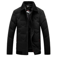 南极人冬装新款可脱卸领羽绒服男士时尚短款薄羽绒上衣外套潮 MYJ80223 黑色 165/84A