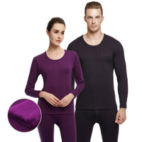 花花公子保暖内衣女 加厚加绒保暖套装女 冬秋衣秋裤女紫色M