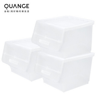 小米生态链全格（Quange）收纳箱34L斜扣翻盖可层叠 储物箱衣物零食儿童玩具整理箱 半透雅白3只装