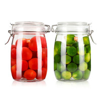 贝瑟斯 玻璃密封罐瓶两个装 储物罐子带盖水果蜂蜜酵素瓶大容量 1.1L