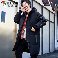 啄木鸟（TUCANO）羽绒服男2019冬季新款时尚韩版长款青少年保暖休闲外套男装上衣 黑色 3XL