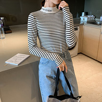 维迩旎 2019秋季新款女装韩版半高领黑色字母修身打底衫 zx1CF19-051 白色 XL