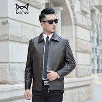 猫人(MiiOW)绵羊皮衣 男士时尚潮流翻领绵羊皮夹克外套5017-1522-1深棕色2XL