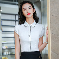 俞兆林 2019新款女装职业短袖衬衫正装工作服YWCC183307706白色衬衫L