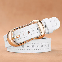 斯提亚(STIYA)女士皮带简约百搭韩国牛皮腰带女式时尚免打孔皮带女装饰牛仔裤 893S081003白色
