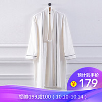 兰叙(LENCIER)浴袍家纺 五星级酒店四季款情侣针织浴袍 全棉亲肤柔软吸水 男女通用 珍珠白 M