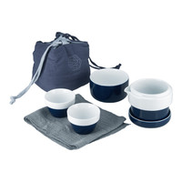 金灶（KAMJOVE） 茶杯陶瓷功夫便携旅行茶具套装单人简易快客杯家用户外车载泡茶杯子带茶巾 KP-22霁蓝