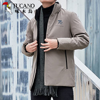 啄木鸟（TUCANO）羽绒服男加厚2019冬季新品男士立领保暖防寒男装外套 卡其 XL