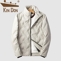 金盾（KIN DON）羽绒服 男2019冬季新款休闲百搭韩版潮流立领加厚保暖领口刺绣外套 D220-B750 杏色 L