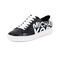 MICHAEL KORS 迈克 科尔斯 MK 女士黑色牛皮白色英文印花平底鞋 43T8IRFS1L BLK/OPTICWHT 7