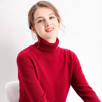 BANDALY 2019秋季新品女装针织衫女加厚打底韩版高圆领套头长袖毛衣宽松慵懒 GZHB9991199 红色 L