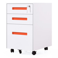 中伟活动柜钢制桌下柜挂劳柜三抽柜桌下抽屉柜文件柜资料柜橘色扣手