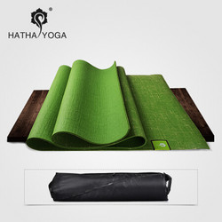 哈他专业瑜伽垫 大师级高密度5MM天然橡胶亚麻混合防滑垫 高阶瑜伽习练支撑垫 草绿色 *3件