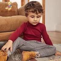 精典泰迪 Classic Teddy 男女童打底衫宝宝上衣长袖T恤婴儿衣服2019新款 坑条弹力-葡萄红 100