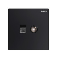 legrand 罗格朗 开关插座面板86型逸景碳素黑色大面板墙壁电源插座开关 超五类电脑+普通电视插座