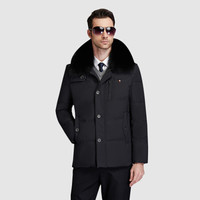 俞兆林羽绒服男宽松翻领多口袋商务休闲男士羽绒外套2019冬YMYR199148黑色3XL