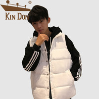 金盾（KIN DON）马甲 男2019冬季新款休闲百搭韩版潮流纯色立领保暖情侣同款外套 A076-1-M8801 白色 男L