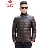 俞兆林(YUZHAOLIN)轻量羽绒服 男士时尚立领羽绒服皮衣外套2020-1-1706深棕色XL