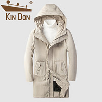 金盾（KIN DON）羽绒服 男2019冬季新款休闲百搭韩版潮流连帽加厚保暖后背刺绣外套 D220-6923 杏色 XL