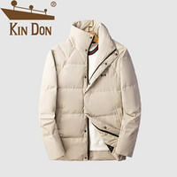 金盾（KIN DON）羽绒服 男2019冬季新款休闲百搭立领后背印花加厚保暖外套 D220-8888 卡其色 2XL