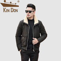 金盾（KIN DON）羽绒服 男2019冬季新款休闲百搭韩版潮流立领加厚保暖毛领外套 QT2009-Y153-2 黑色 L