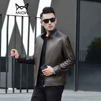 猫人(MiiOW)绵羊皮衣 男士潮流纯色绵羊皮夹克外套5017-1527深棕色2XL