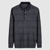 相思鸟(xiangsiniao)针织衫男男含羊毛亨利领条纹撞色针织长袖T恤2019秋冬新款 08款深灰 175/92A(110)