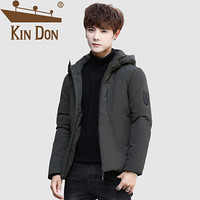 金盾（KIN DON）羽绒服 男2019冬季新款休闲百搭韩版潮流连帽短款加厚保暖外套 A037-YZ005 绿色 L