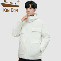 金盾（KIN DON）羽绒服 男2019冬季新款休闲百搭韩版潮流连帽加厚保暖外套 QT708-T11 白色 2XL